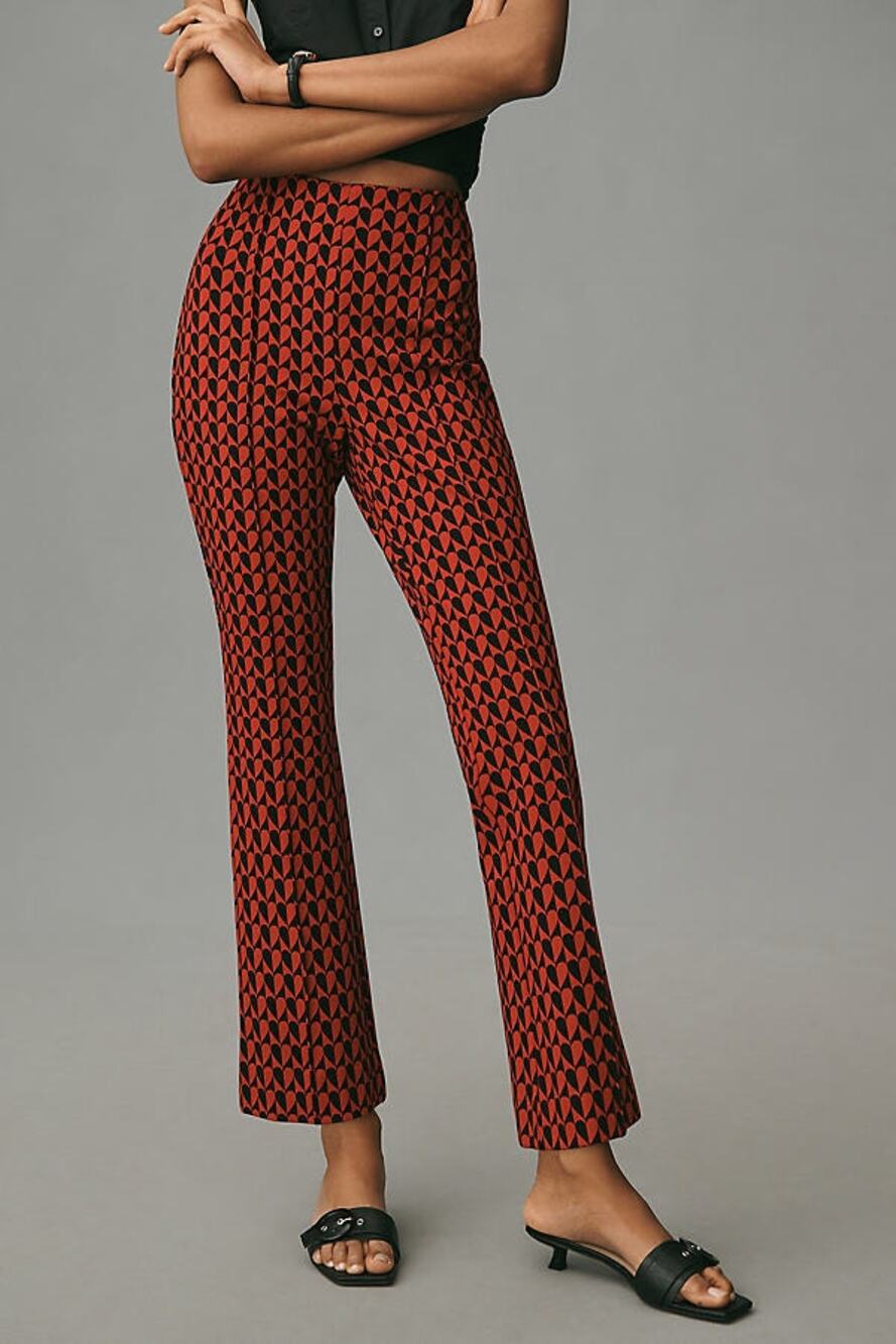 Maeve Anthropologie Margot Kick Flare Pants Red Medium